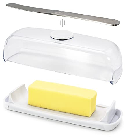 Mantequilla magnética con tapa sin lío, cuchillo (transparente)
