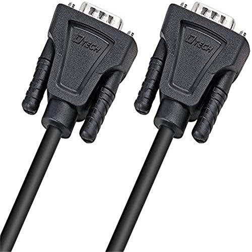 DTECH DB9 RS232 Serial Cable Male to Male Port Extension Null Modem Cord Full Handshaking 7 Wire Crossover for Data Communication (0.5m, Black)