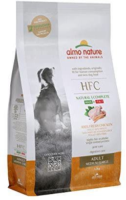 Almo Nature HFC Adult Dog M/L - 100% Frischer Huhn - Komplett-Trockenfutter für ausgewachsene Hunde, mittelgrosser/grosser Rassen 1.2Kg
