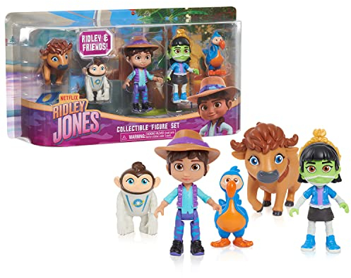 Just Play Netflix Ridley Jones Sammelfiguren-Set, 5er-Pack Ridley Jones and Friends Figuren, Ismat The Mummy, Peaches The Space Monkey, Fred The Bison, Kinderspielzeug für Kinder ab 3 Jahren