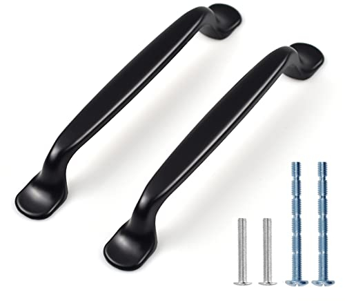 12 Pcs Black Cupboard Handle, Kitchen Drawer Door Handles, Cabinet Pulls with 2 Size Screws, Replacement Aluminum Alloy Knobs Perfact for Bedroom Bathroom Furniture Wardrobe (96mm)