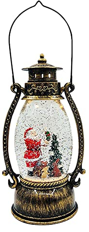 Weihnachtslaterne mit Glitzer, Weihnachtliche Schneekugeln Laternen, Weihnachtsmann-Szene Weihnachtslampe für Geschenke und Dekoration