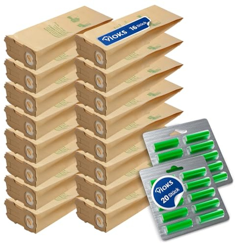 VIOKS Set 36 Stk / 16 Staubsaugerbeutel Ersatz für Vorwerk Kobold 118 119 120 121 + 20 Staubsauger Duftstäbchen Ersatzteile Vorwerk Staubsauger Zubehör