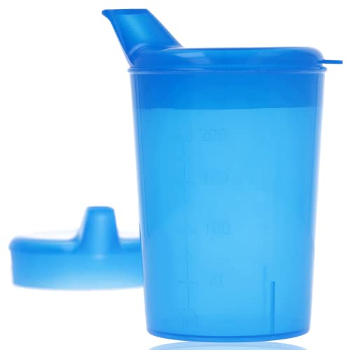 Horn Medical Schnabelbecher inkl. 2 Deckeln (große & kleine Öffnung) I Trinkhilfe I 250ml I Farbe wählbar (blau)
