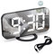 Digital Alarm Clock, Alarm Clocks Bedside, Non Ticking Alarm Clock, Alarm Clock with Dimmable LED Display, Digital Mirror Alarm, Snooze, 3 Dimmer Modes, USB Alarm Clock for Bedroom Decore-Black