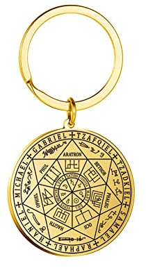 Amaxer Sieben Erzengel Metatrons Würfel St Michael Enochian Engel Schutz Amulett Kreis Schlüsselanhänger für Frauen Männer (Sieben Erzengel-G)