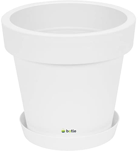 botle Blumentopf Übertopf inkl. Untersetzer Blumenkübel 30 cm x 27,1 cm weiß Pflanzkübel Pflanztopf Kunststoff
