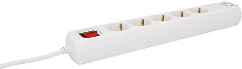 Multiprise 5 prises et 2 ports USB 2,1 A avec interrupteur Blanc 1,4 m