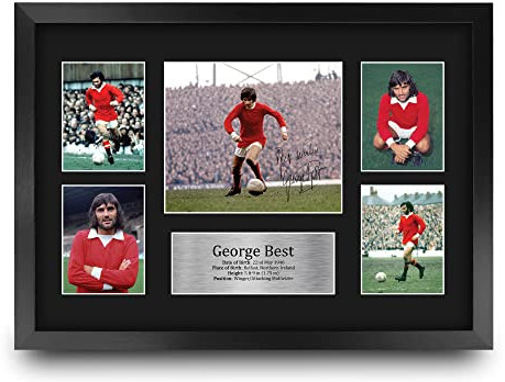 HWC Trading FR A3 George Best Gedruckte Memorabilien Signiertes Autogramm Fotodisplay für Fußball Anhänger und Fans - A3 Framed