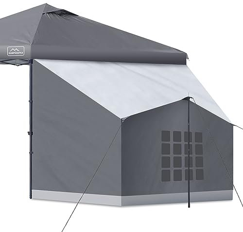 KAMPKEEPER Seitenzelt, Campingzelt für 3 m x 3 m Pop-Up-Pavillon, einfach aufzubauen, kompatibel mit 3 m breiten Zelten (grau) nur Seitenzelt