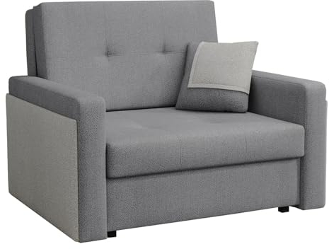 Mirjan24 Sofa Viva Mel I mit Schlaffunktion, einsitzer Schlafsofa mit Bettkasten, Polstersofa, Bettsofa/Couch inkl. Kissen, Wohnlandschaft, Farbauswahl (Centauri 05 + Centauri 02)