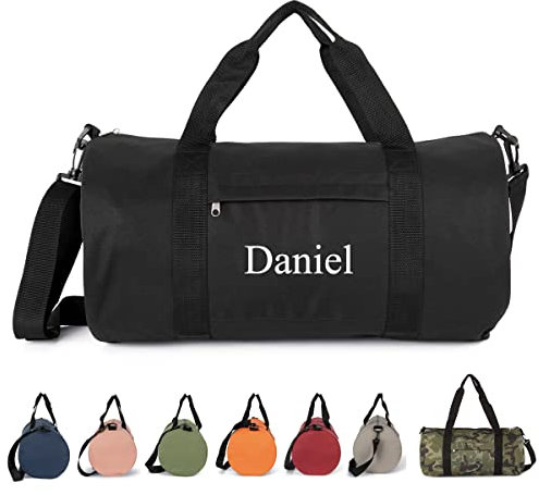 Bolsa Deporte Personalizada con Nombre Macuto Bolso de Viaje Unisex Hombre Mujer Color a Elegir (Negro)
