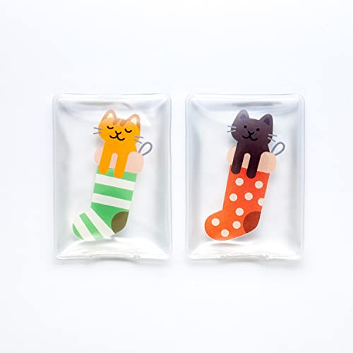schöne Handwärmer I Wiederverwendbare Taschenwärmer I tolle Muster I Verschiedene Designs (2er Set Katze in Socke)