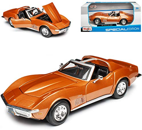 alles-meine.de GmbH Chevrolet Chevy Corvette Stingray Orange C3 1970 1/24 Modell Auto mit individiuellem Wunschkennzeichen