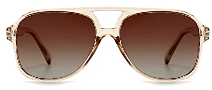 YUELUQU polarisierte sonnenbrille herren damen 70er vintage sonnenbrille retro sonnenbrille pilotenbrille fahrrad sonnenbrille (Transparent-tee)