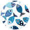 Teppich für Mädchen Schlafzimmer, runder Teppich, runder Teppich für Kinderzimmer, niedliche Raumdekoration,Cartoon Fisch blaues Meerestier