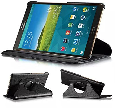 Custodia per tablet Samsung Galaxy Tab S 8.4 SM-T700/T705 custodia per tablet con rotazione a 360 gradi con supporto pieghevole e supporto in pelle PU con funzione sleep/wake automatica (nero)