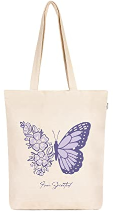 Ecoright Ästhetische Canvas Tragetasche,Tragetasche mit Reißverschluss,geräumig und wiederverwendbar einkaufstasche für Frauen