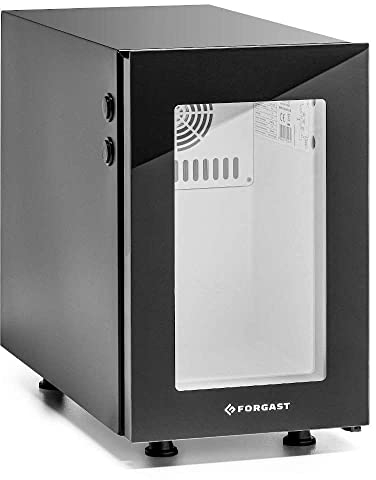 Forgast Mini Frigo per Latte, Mini Frigorifero, Porta con Vetro, Conserva il Latte a +4°C, Guscio Nero, Pulizia Automatica, Perfetta per Macchina per Caffè, Foro Universale per Tubo da 7 mm