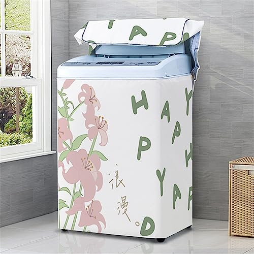 Odot Impresión Funda Lavadora de Carga Superior Funda, Lavadora Exterior Impermeable con Cremallera para Lavadora y Secadora de Carga Superior (L Capacidad 6.8-8kg,Rosa)