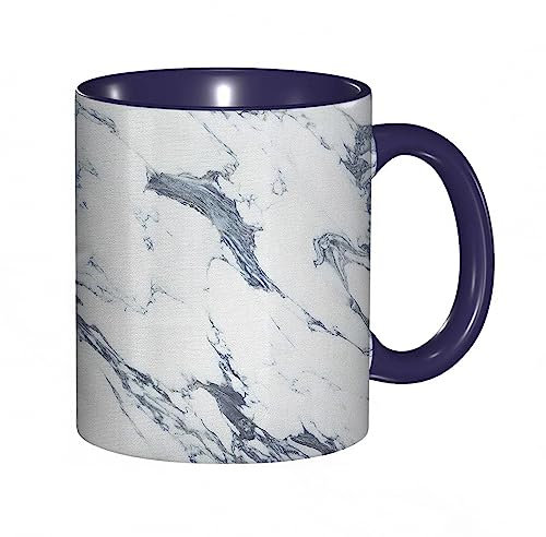 DHAEY Mug porcelaine fine Marbre Antique Marbre Texturé Style Océan Granit Organique Rock Formation Art,Bleu Blanc |Mug humour pour collègue, amis, copains, frères et soeurs |Mug original avec