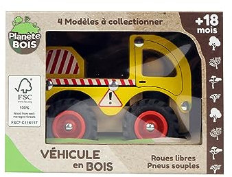 PLANÈTE Bois - Pack mit 12 Nutzfahrzeugen - FSC - 052470PA - 12 Stück - Mehrfarbig - Holz - Kinderspielzeug - Auto - Langlebiges Spielzeug - 12 cm x 8 cm - Ab 18 Monaten