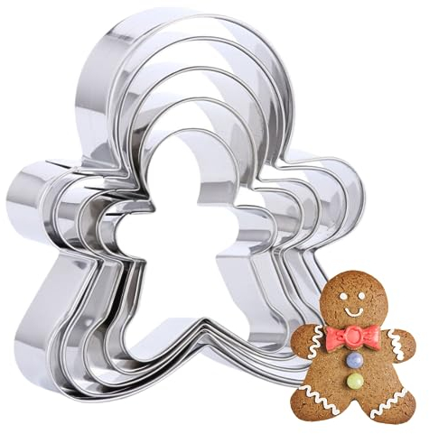 Lot de 5 emporte-pièces en forme de pain d'épices en acier inoxydable pour décoration de fête de Noël