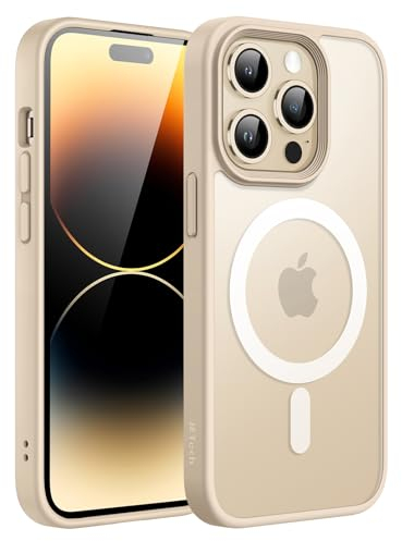 JETech Magnetic Case for iPhone 14 Pro 6.1-Inch Compatible with MagSafe, Translucent Matte Back Slim Shockproof Phone Cover (Light Gold)