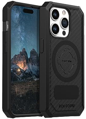 Rokform - iPhone 15 Pro Case, Rugged Series, Magnetic, iPhone 15 Pro Cover with RokLock Twist Lock, Drop Tested Armor (Black)