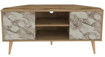 DECOROTIKA - Meuble TV d'angle Zahav 120 cm avec étagères