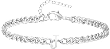 TOLOWOBK Armband Herren mit Buchstaben, Silber Edelstahl Panzerkette Armband Männer Jungen A-Z Buchstabe Armbänder für Herren Junge Einschulung Geburtstag Geschenk für Sohn Enkel Neffe Bruder