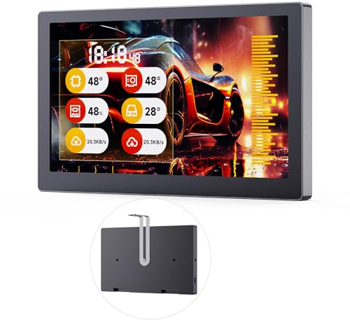 Waveshare 7inch USB Monitor, PC Case Secondary Screen/Desktop RGB Ambient Screen, IPS Panel, 1024×600 Resolution, with Music Spectrum Analysis Function, Type-C,CNC Metal Case,Black