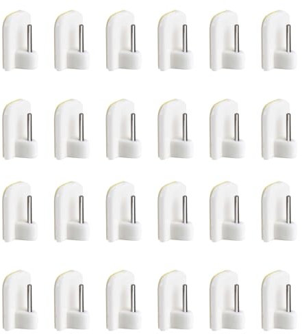 DYTHHN 24Pcs Plastic Net Rod Hooks Durable Self Adhesive Curtain Hooks Sticky End Curtain Rod Self Adhesive Hooks Window Hooks Adhesive for Net Curtain Rods