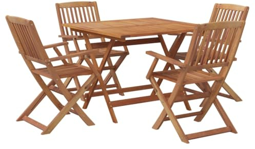vidaXL Garten Essgruppe 5-TLG., Gartenmöbel Set Tisch 4 Stühle, Gartengarnitur Klappbar, Sitzgruppe Gartenset Sitzgarnitur, Massivholz Akazie