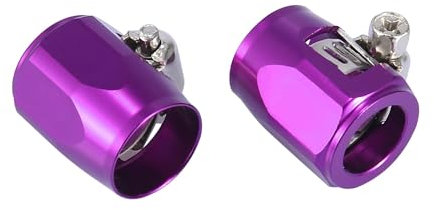 Unifizz 2PCS AN6 Hex Car Hose Finisher Flexible Rubber Pipe Clamp for Automotive Motorcycles Oil Fuel Water Tube Purple with Screw Band Adapter Fitting