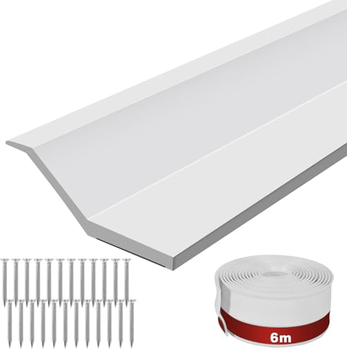 Guarnizione per porta del garage, 6 m, paraspifferi in TPE per porta del garage, resistente guarnizione superiore e laterale per garage di varie dimensioni (bianco)