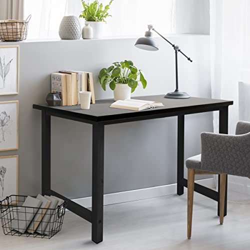ML Design Schreibtisch Computertisch 120x60x75 cm aus Holz, Schwarz, mit stabiles Metallgestell für Home Office Schule, einfacher Aufbau, Multifunktional - Bürotisch Arbeitstisch Laptoptisch