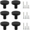 Mokife 6 Pomos y Tiradores de Armario Modernos, Negro Metal Redondo Tiradores de Muebles con Tornillos para Cajones Armario Cómoda, 25x20mm