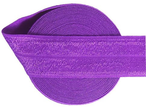 Generic Nine Looms Satin-Gummiband, 2,5 cm, 25 mm, 2 m, hohe Elastizität, lila, glänzendes Spandex-Band für Haargummis, Stirnband, Kleid, DIY, Nähen, 2,5 cm, 2 m, Violett
