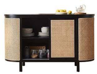 LICONG-2020 Tableware Cabinet Rattan Sideboard Household Solid Wood Dining Sideboard Double Log Black Entryway Cabinet cabinet