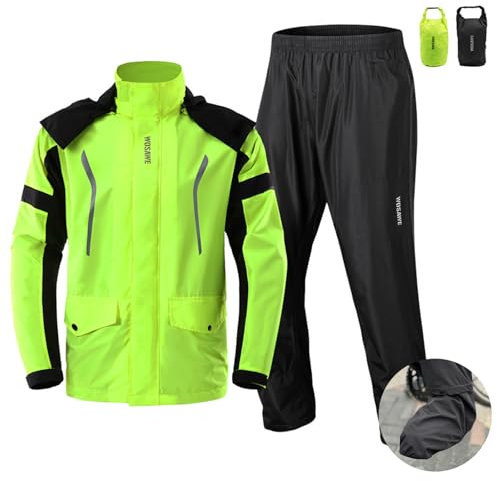 doorslay Regenanzug Herren & Dame, Wasserdichter Regenmantel, Regenbekleidung (Jacke + Hose), Atmungsaktives Regenjacke, Motorrad Regenanzug, für Fahrradfahren Radfahren Camping Wandern