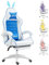 Vinsetto Reclining Racing Gaming Chair with Headrest and Lumber Support, PU Leather Computer Chair with Removable Rabbit Ears, Footrest, Blue