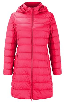 Steppjacke Damen Mit Kapuze, Daunenjacke Damen Lang Winter Steppmantel Langer Wintermantel Mit Kapuze Klassisch Pufferjacke Einfarbig Wintermantel Ultraleichte Große Größen Daunenjacken Daunenmantel
