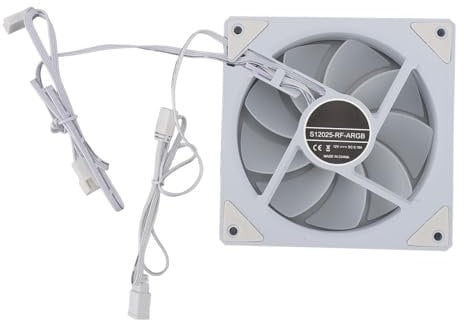 120mm Case Fan, PWM 4-PIN ARGB Fan 2000RPM PC Fans 54.6CFM 29dBA, 5V/3 PIN Addressable RGB Fan PC Fan CPU Fan 120mm ARGB Cooler Fan, 9 Blades (Forward Blade White)