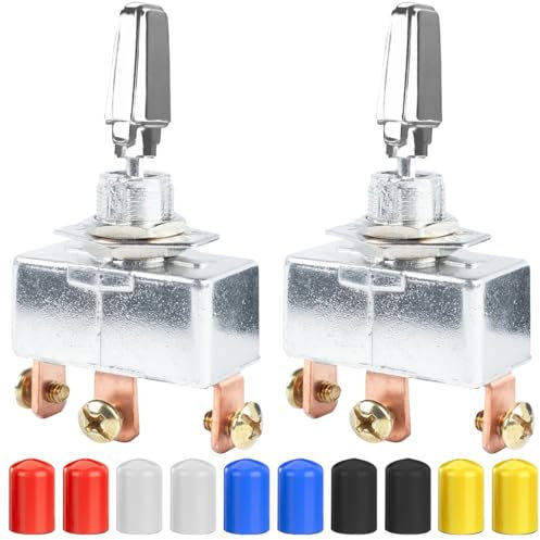 Xiatiaosann 2 Stück Heavy Duty Kippschalter DC 12V 50A Selbstsperrender Schalter ON/Off/ON 3 Position SPDT Kippschalter für Automotive, Marine, Industrie mit Gummikappe