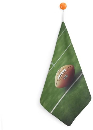 American Football Field Ball Sport Handtücher, 1 Stück, Mikrofaser, Badezimmer-Handtuch mit Aufhängeschlaufe, weich, saugfähig, Gesichtshandtücher, schnell trocknend, Fingerspitzen-Handtücher,