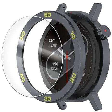 Chofit Protection compatible avec CMF by Nothing Watch Pro 2, bague de protection adhésive en métal avec film en verre trempé (gris-vert)