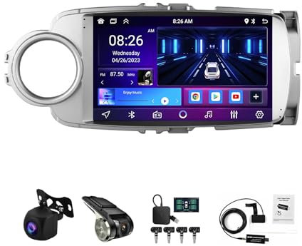 9 Pollici Touchscreen Stereo Auto Per Toyota Yaris 2012-2017 Android 13 Bluetooth Auto Radio Stereo Con GPS Navigatore Senza Fili Carplay Comando Del Volante AHD Retrocamera(A,W100 2+32G)