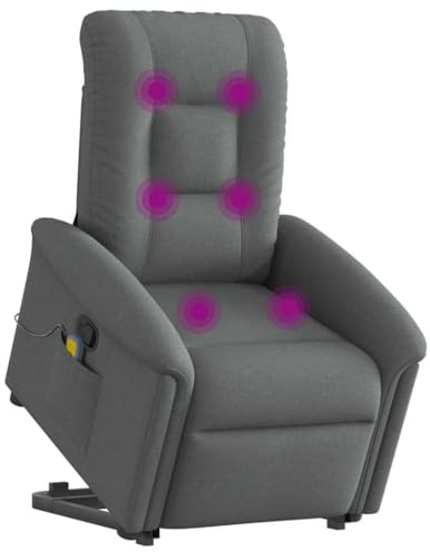 vidaXL Massagesessel mit Aufstehhilfe Dunkelgrau Stoff