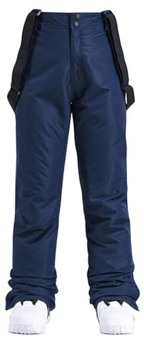 Topassion Skihose Herren Gefüttert mit Träger Winter Wasserdicht Schneehose Thermo Snowboardhose Warm Softshellhose Baggy Skibekleidung mit Hosenträger Unisex Latzhose Outdoorhose(Dark Blue,XXL)